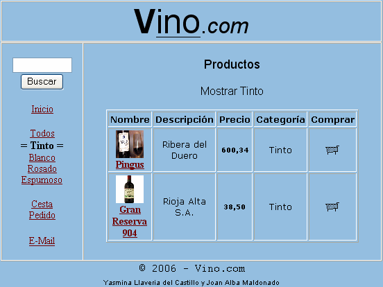 Online wine shop engine