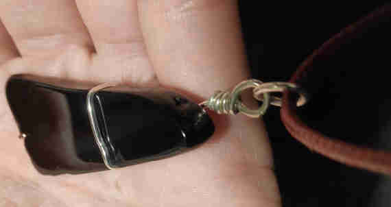 Whitby jet with silver and copper pendant - 2019